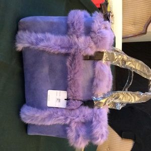 Purple faux fur bag